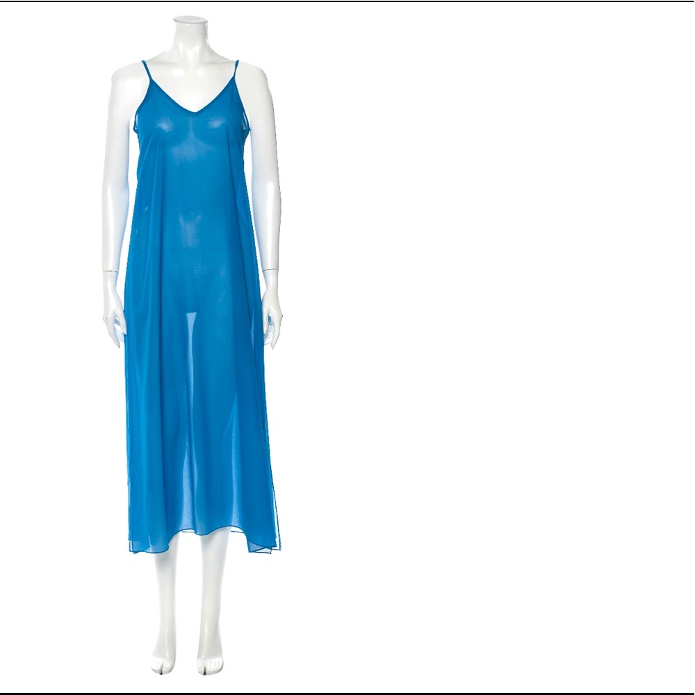 💙SALONI Sheer Blue Midi Slip Dress: Med.—Like New